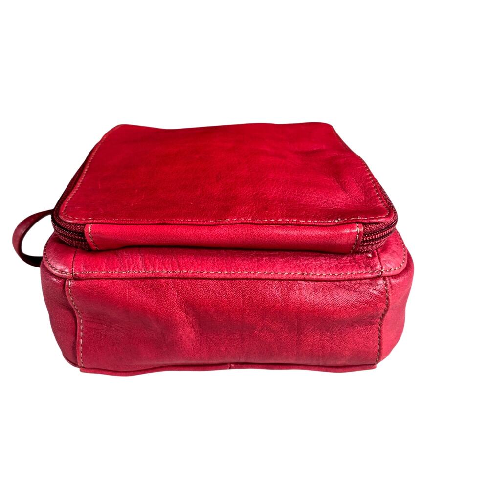 Vintage Fossil Red Leather Crossbody Messenger Utility Organizer Bag - Picture 8 of 9